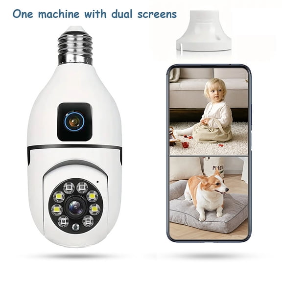 Indoor/Outdoor HD Smart Security Camera,with Night Vision, Dual-Screen Display, 2-Way Talk, Human Detection, Motion Tracking, Cloud & SD Card Storage
