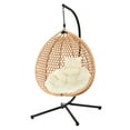 thumbnail image 1 of Indoor Outdoor Hammock Chair With Stand, Rattan Egg Swing Hanging Chair With Cushion For Balcony Bedroom Garden, 1 of 14
