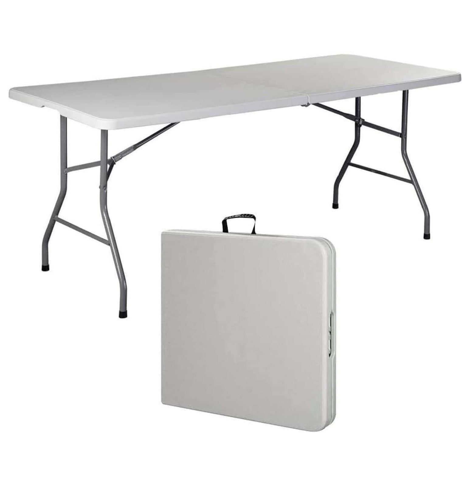 Indoor Outdoor Heavy Duty Portable Folding Plastic Dining Table w/Handle, Lock for Picnic, Party ...