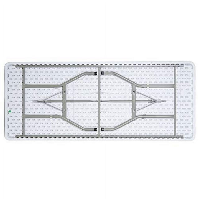 Indoor Outdoor Heavy Duty Portable Folding Plastic Dining Table w/Handle, Lock for Picnic, Party, Camping - White (8 Ft)