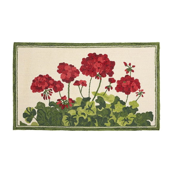 Indoor/Outdoor Hooked Rug, Geranium Rug 24"x42"