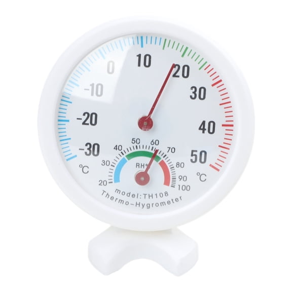 Indoor Outdoor Hygrometer Thermometer, Temperature and Humidity Gauge for Home Garden Camping, -30C to 50C and 20% to 100% RH, Compact 75mm Plastic Climate Monitor, White
