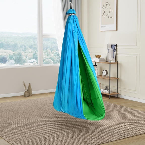 Indoor Outdoor Kids 360 Swivel Sensory Hammock Swing, Hug Support Heavy Load Therapy Relaxation Nest Chair for Children Leisure Activity