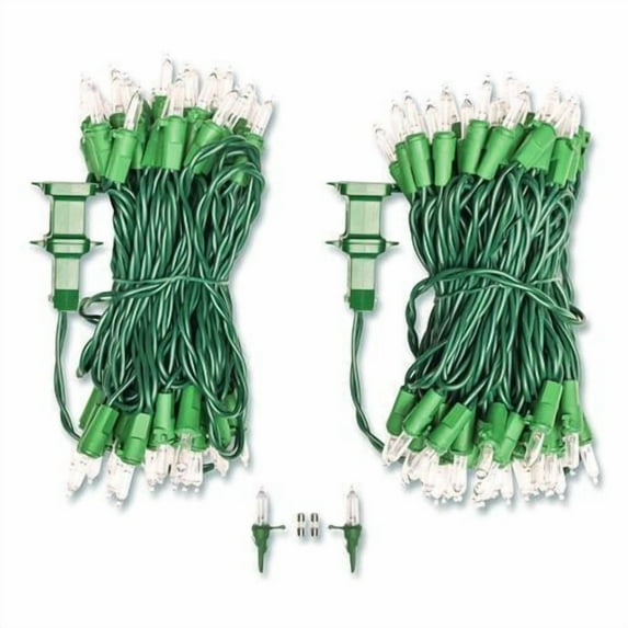 Indoor/Outdoor LED Holiday String Lights, 60 Bulbs/String, 25 ft String, White/Green Wire, 2 Strings | Bundle of 2