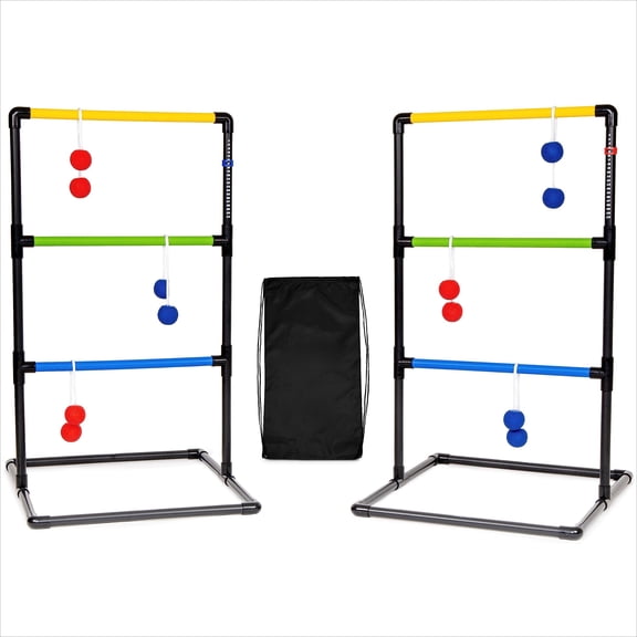 Indoor & Outdoor Ladder Toss Game Set with 6 Soft Rubber Bolo Balls and Portable Travel Carry Case, Classic & Pro Style Options