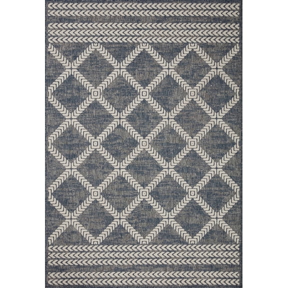 Indoor Outdoor Loloi Rainier Denim / Ivory 18" x 18" Sample Rug