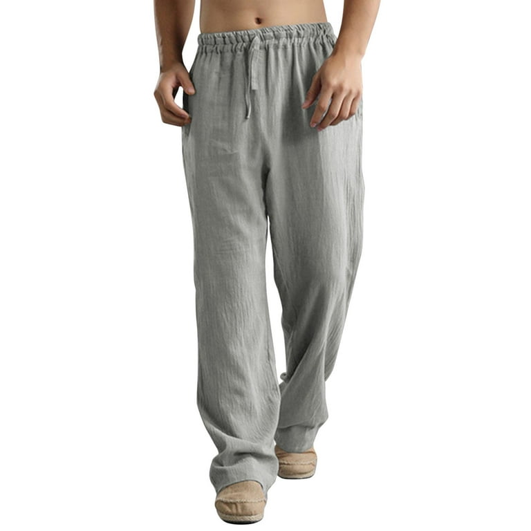 Fisherman Pants Linen Wrap Pants Mens Line Yoga Trousers Loose