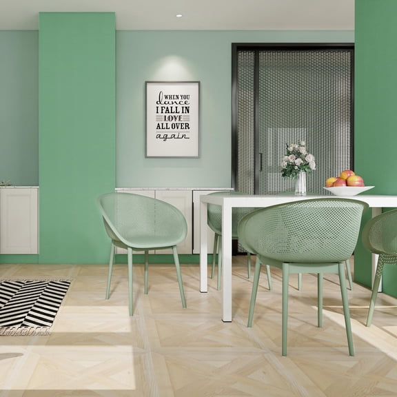 Indoor/Outdoor Lounge Chairs 2-Pack, Modern All-Weather Lightweight for Patio Beach Living Room | Mint Green | Polypropylene