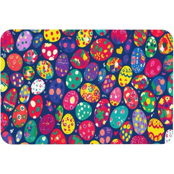 Indoor Outdoor Mat for Floor Fun Color Eggs,Vibrant Colors,Easter Theme,Getting in The Holiday Spirit,Washable Easy to Clean,Non-Slip,Living Room,Kid Room,Bathroom Decor 16x24 inch