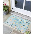 Indoor Outdoor Mats, Daisy on Blue Watercolor Gradient Background Door