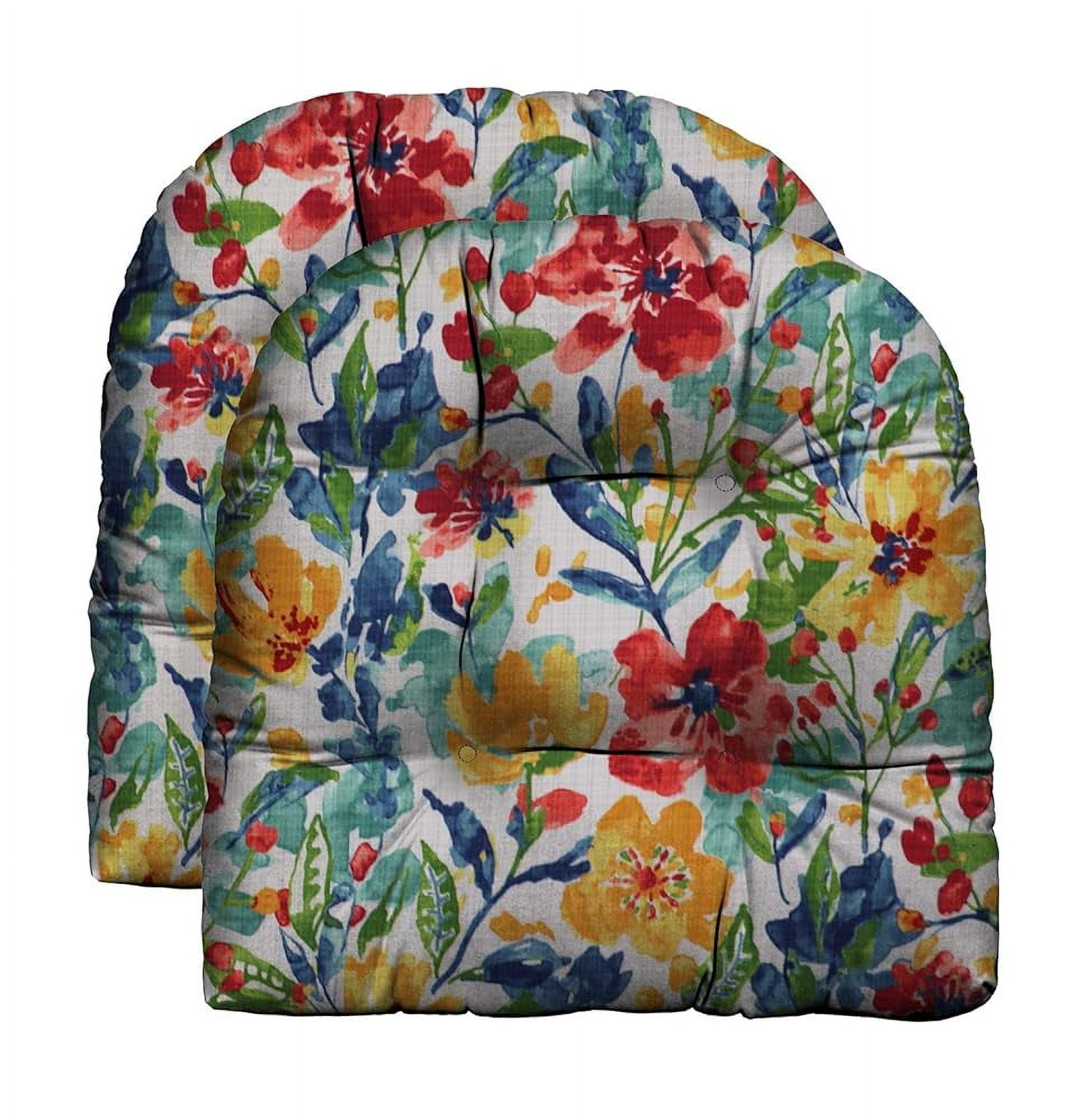 Indoor Outdoor Medallion Dotted Tab Prints 2 UShape Wicker Tufted