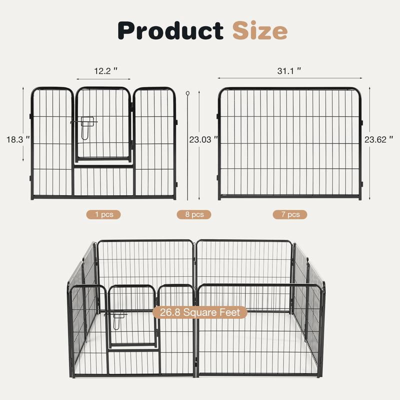 Fresh Look at Indoor Outdoor Metal Dog Playpen Foldable Pet Fence With Door