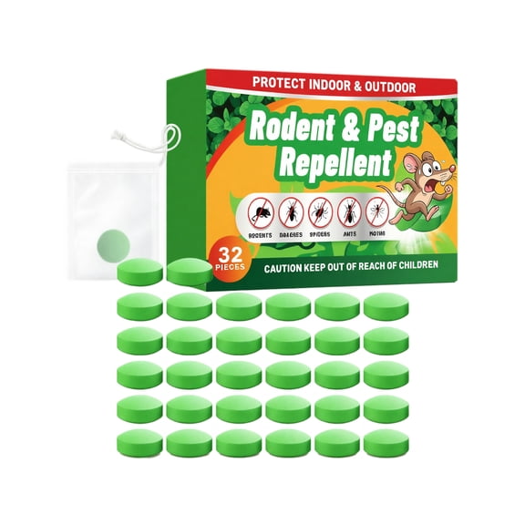 Indoor Outdoor Mint Scent Mouse Tablets for Mice Spiders Roaches 32 Count with Drawstring Sachet