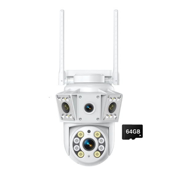 Indoor/Outdoor Multi-Lens Binocular Wireless Surveillance Camera, Two-Way Intercom Version Night Vision Remote Monitor
