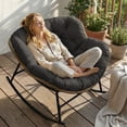 thumbnail image 1 of RADIATA Indoor Outdoor Oversized PE Wicker Papasan Rocking Chair,Extra Wide Rocking Chair with Cushion, 1 of 8