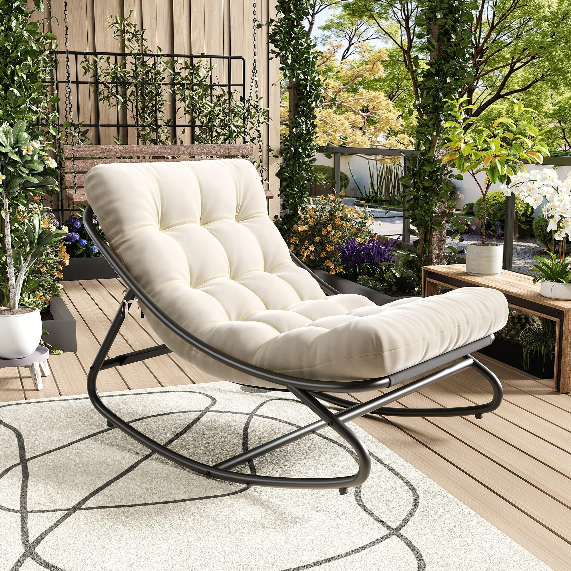 Indoor Outdoor Papasan Rocking Chair, Oversized Papasan Rocking Chair ...