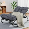 thumbnail image 1 of Indoor Outdoor Papasan Rocking Chair with Cushion, Curved Metal Frame Rocking Chair for Bedroom Living Room Porch Patio, 1 of 8