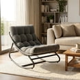 thumbnail image 1 of Indoor Outdoor Papasan Rocking Chair with Cushion, Curved Metal Frame Rocking Chair for Bedroom Living Room Porch Patio, 1 of 8