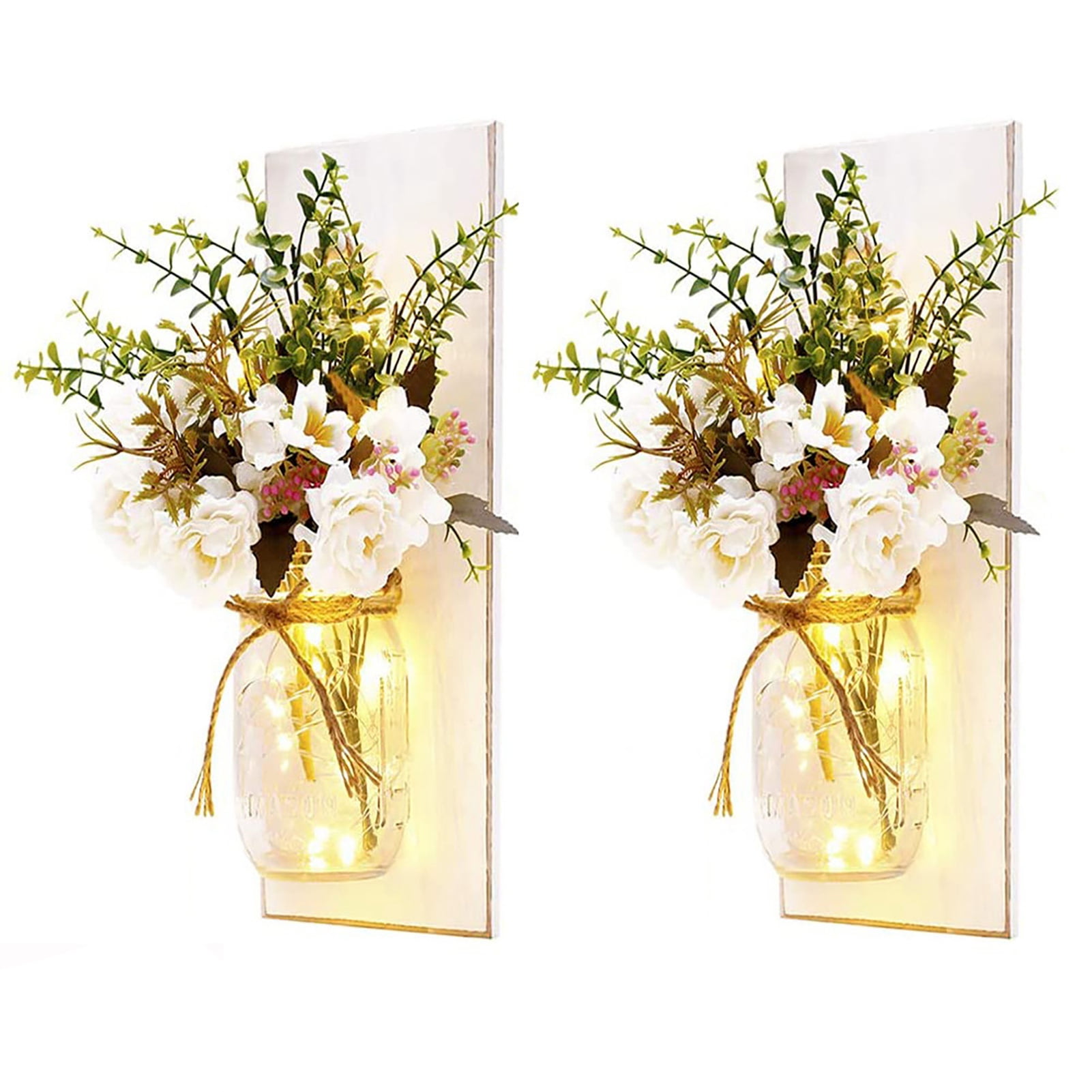 Indoor-Outdoor Patio Lighting for Home Décor Rustic LED Mason Jar Wall Sconces