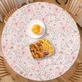 thumbnail image 1 of Indoor Outdoor Patio Round Fitted Vinyl Tablecloth, Flannel Backing, Elastic Edge, Waterproof Plastic Table Cove for Table of 35-47’’ Diameter, 1 of 5
