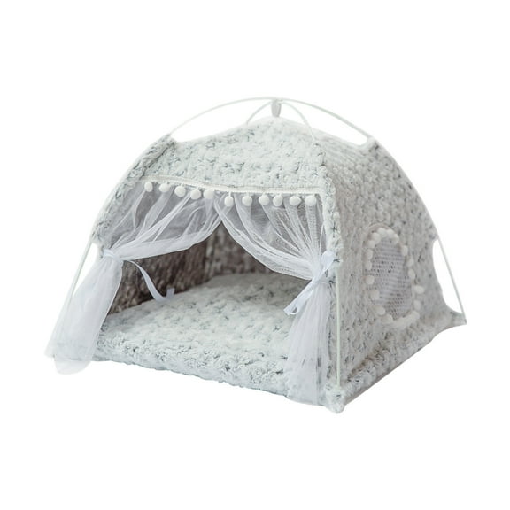Indoor Outdoor Pet Tent for Cats and Dogs, Enclosed Cave Bed with Ventilation Window, Portable and Lightweight Soft Cushion Pet House for Small Animals