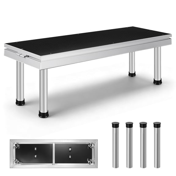 Indoor Outdoor Portable Stage Platform with Folding Legs, Connectable Modular Stage Riser, NonSlip Performance Stage for Concert Events, H 16in