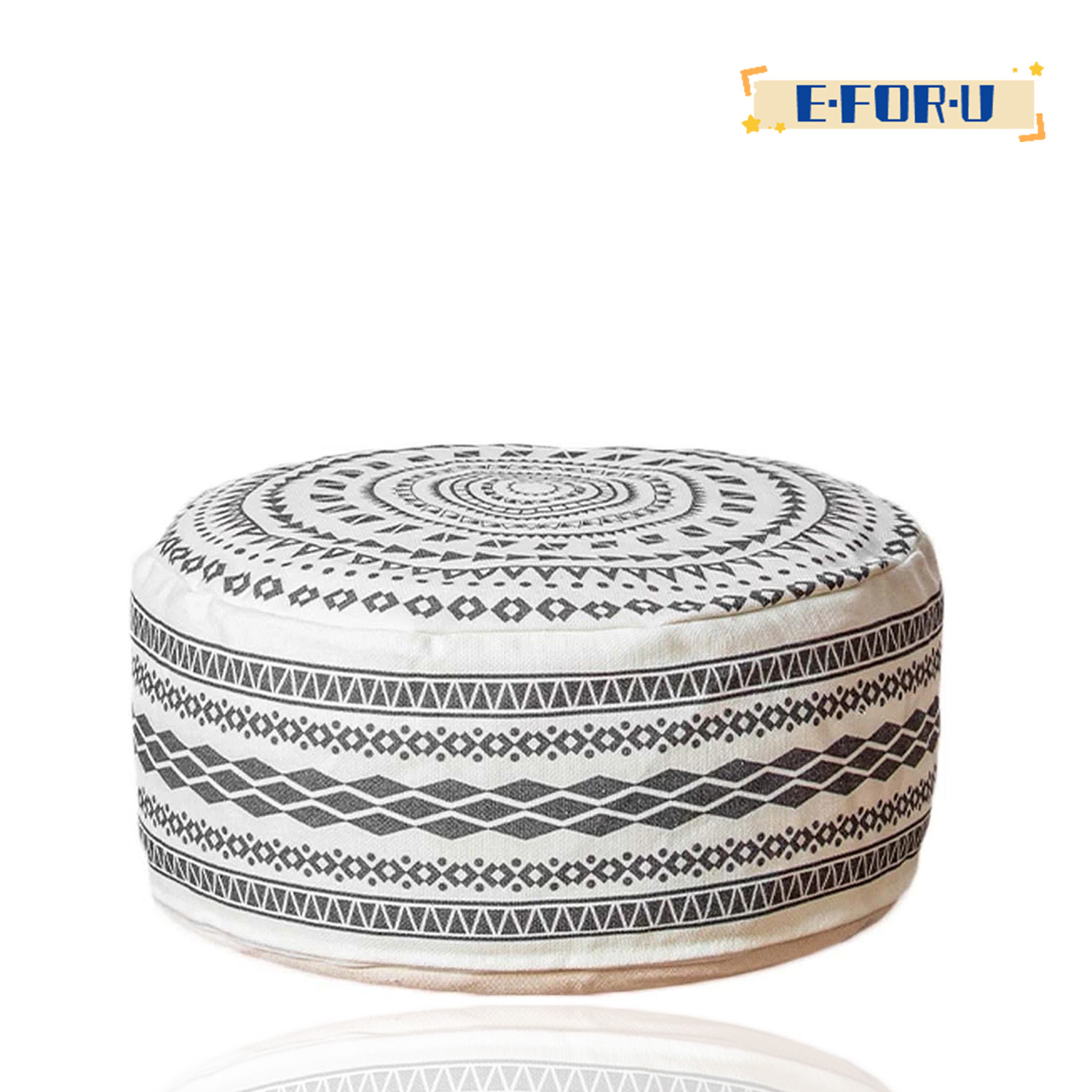 Indoor/Outdoor Pouf Ottoman Cover,Boho Round Pouf Ottoman
