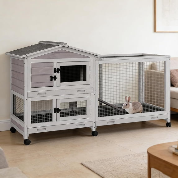 MEDEHOO Rabbit Hutch Indoor 62 Bunny Hutch Outdoor Mobile Rabbit medehoo-rabbit-hutch-indoor-62-bunny-hutch-outdoor-mobile-rabbit