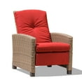 thumbnail image 1 of Indoor & Outdoor Recliner, All-Weather Wicker Reclining Patio Chair, Red Cushion (Red,1 Chair) Front Porch Outdoor Patio Furniture Chairs Set, 1 of 5