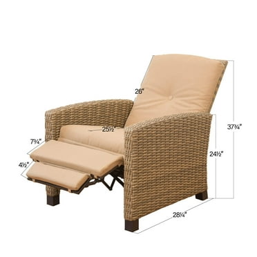 Indoor & Outdoor Recliner, All-Weather Wicker Reclining Patio Chair