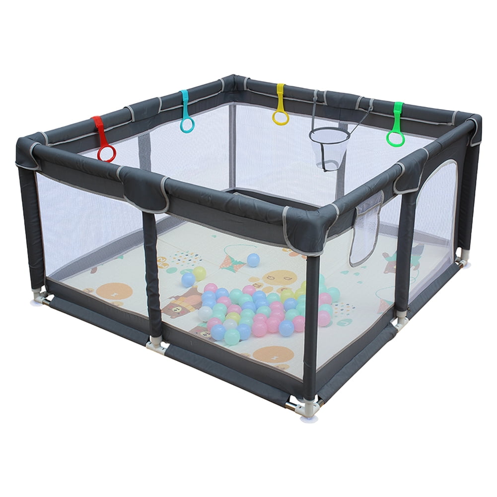 Indoor Outdoor Removable Play Yard With Foldable Playmat, Ocean Balls
