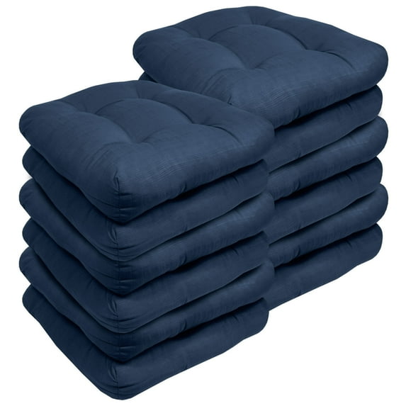 Indoor-Outdoor Reversible Patio Seat Cushion Pad 12 Pack - Navy 19" x 19"