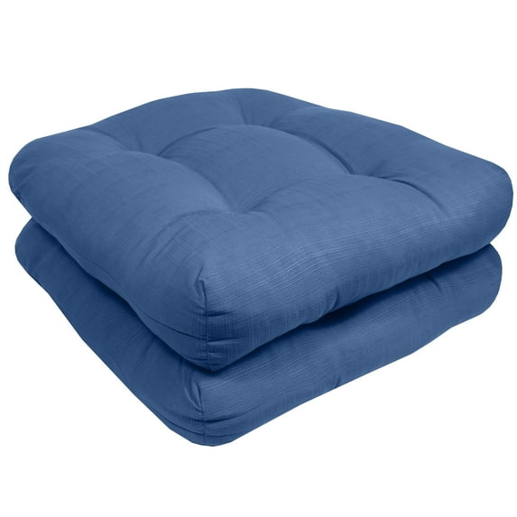 Indoor-Outdoor Reversible Patio Seat Cushion Pad 2-4-6-12 Pack 19" x 19" Blue