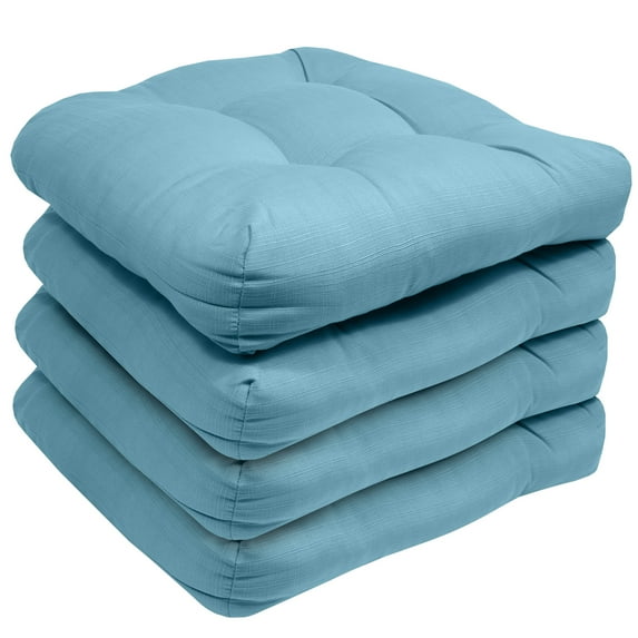 Indoor-Outdoor Reversible Patio Seat Cushion Pad 2-4-6-12 Pack 19" x 19" Teal