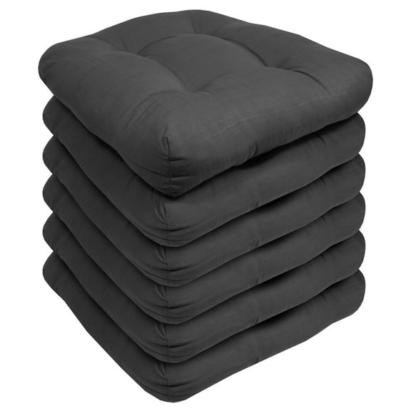 Indoor-Outdoor Reversible Patio Seat Cushion Pad 6 Pack - Charcoal 19" x 19"