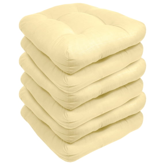 Indoor-Outdoor Reversible Patio Seat Cushion Pad 6 Pack - Yellow 19" x 19"