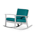thumbnail image 1 of Indoor Outdoor Rocking Chair, Eucalyptus Rocker Recliner Chair with Cushions for Bedroom Garden and Porch, Silver Gray Finish, Dark Green Cushions, 1 of 5