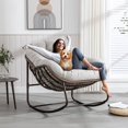 thumbnail image 1 of Indoor Outdoor Rocking Chair, Oversized Papasan Rocking Chair with Padded Cushion, Rocker Egg for Front Porch, Garden, Living Room, Bedroom, Apartment, 1 of 9