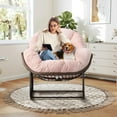 thumbnail image 1 of Indoor Outdoor Rocking Chair, Oversized Papasan Rocking Chair with Padded Cushion, Rocker Egg for Front Porch, Garden, Living Room, Bedroom, Apartment, 1 of 8
