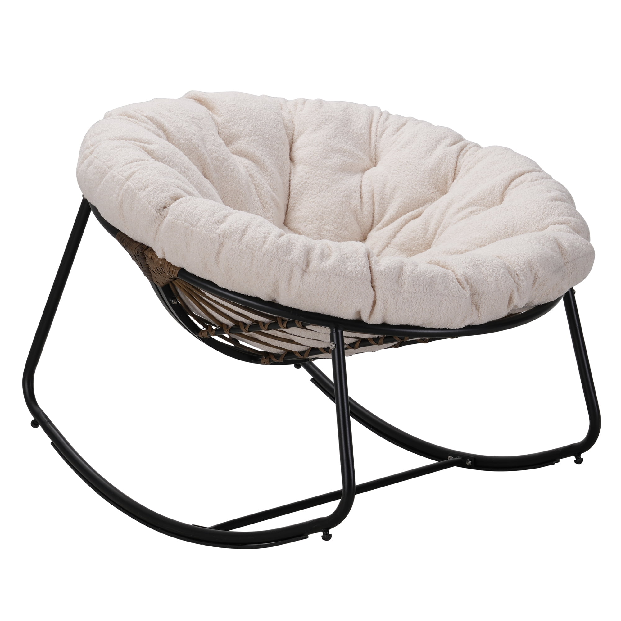 Indoor/Outdoor Rocking Chair with Plush Spun Polyester Cushions, Rust ...