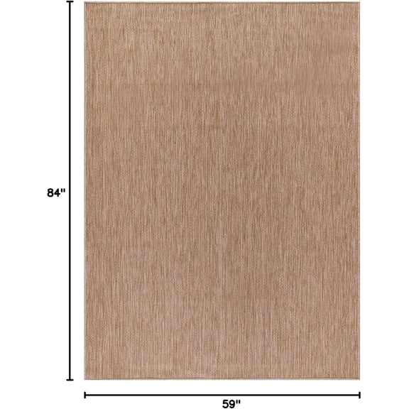 Indoor Outdoor Rug 5x7, Washable Outside Carpet for , Deck, Porch, Solid Modern Area Rug, Water Resistant, Jute Beige