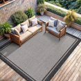 thumbnail image 1 of Indoor Outdoor Rug  6x9 Bordered Gray Modern Area Rugs For And Patios Kitchen Hallway Mats Washable Porch Deck Outside Carpet (bordered Grey 6 X 9), 1 of 9