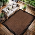 thumbnail image 1 of Indoor Outdoor Rug  8x10 Bordered Nut Brown Black Modern Area Rugs For And Patios Kitchen Hallway Mats Washable Porch Deck Outside Carpet (bordered 8 X 10), 1 of 9