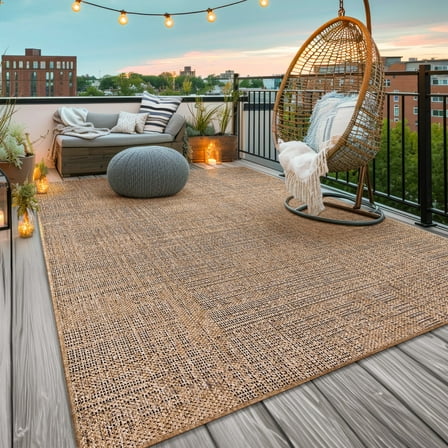 Modern Indoor & Outdoor Rug Jute Look in Beige
