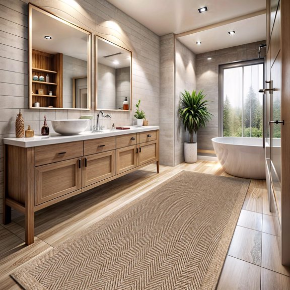 Indoor and Outdoor Runner Rug Natural Herringbone Seagrass Boho Design Easy-Cleaning Non Shedding Fiber Living Room Bedroom Garden Patio and Kitchen Washable Outside Carpet Alfombras (2x7)