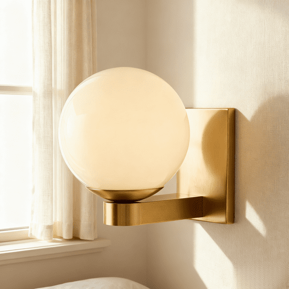 Indoor Outdoor Sconce Spherical Versatility Shade Light,Living Room,Bedroom,Dining Room(Brass)