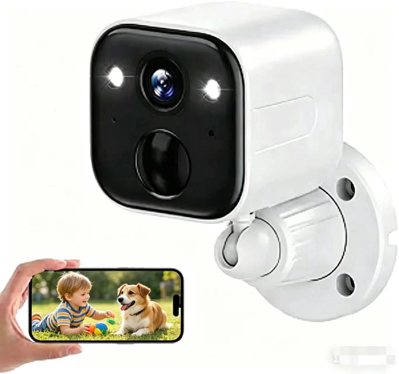 Indoor & Outdoor Security Camera, 360° Panoramic HD WiFi Home Surveillance. Supports remote access via mobile app, two-way audio and infrared night vision, perfect for pet, dog and baby monitoring.