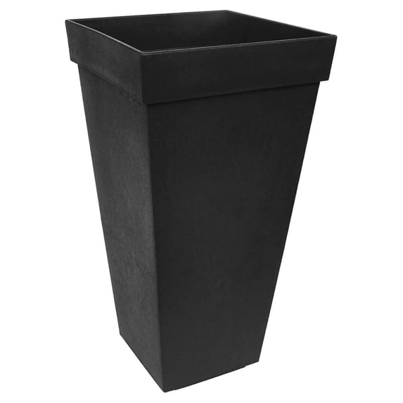 Indoor & Outdoor Self-Watering Square Planter, Symphony, 15" x 28", Black - Planting Containers for Plants and Flowers - Gardening and Landscaping Accessories