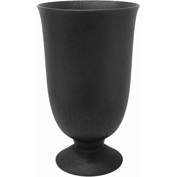 Indoor & Outdoor Self-Watering Urn Planter, Cadence, 14" x 23", Black - Planting Containers for Plants and Flowers - Gardening and Landscaping Accessories