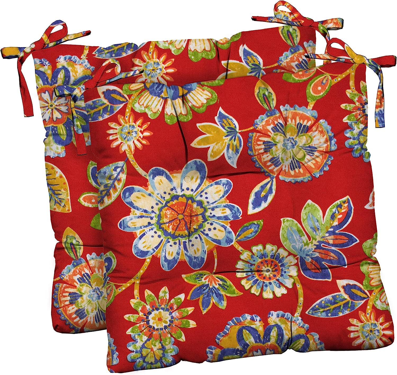 Indoor Outdoor Set Of 2 Tufted Dining Chair Seat Cushions, 17" X 17" X